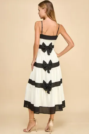 Linda Cream and Black Bow Dress