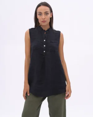 Linen Front Pocket Buttoned Tank