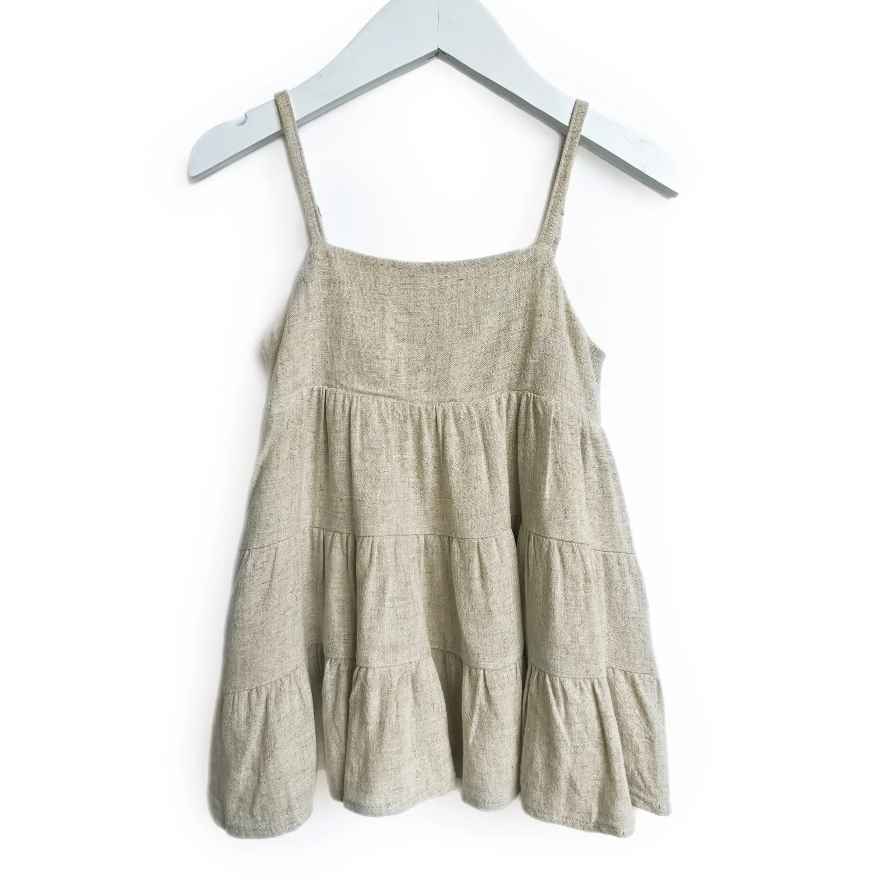 Little Bipsy Linen Tiered Dress - Sand