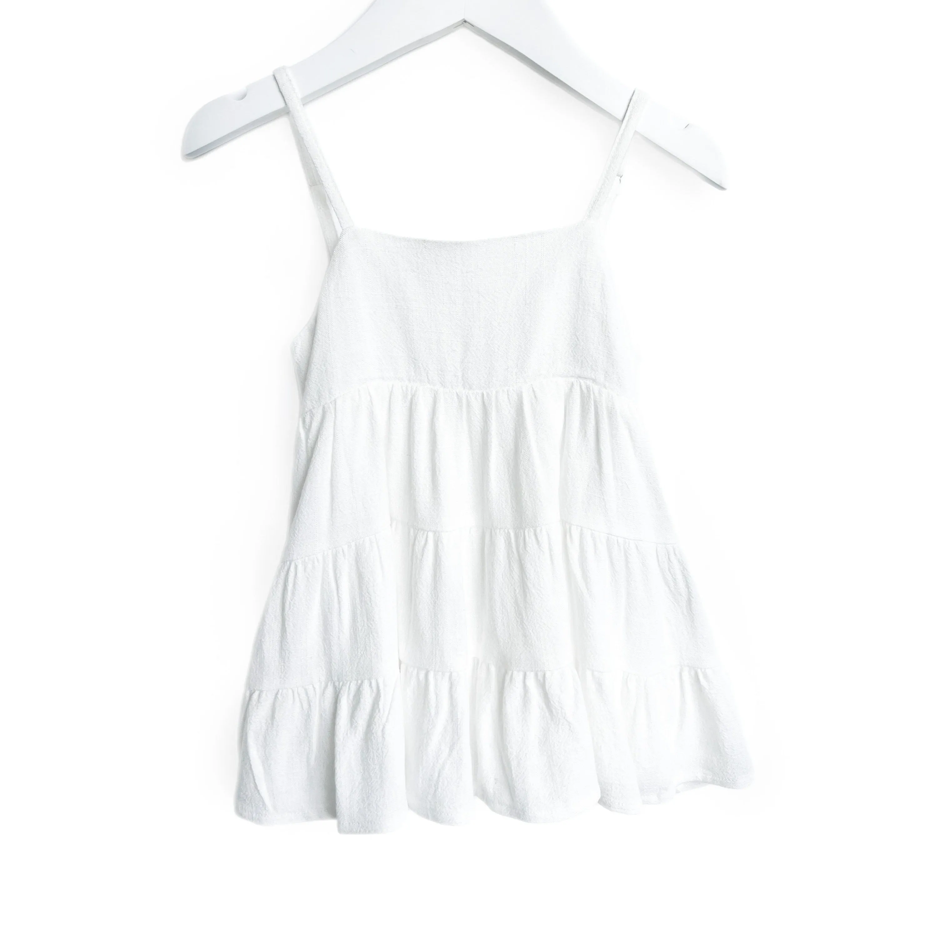 Little Bipsy Linen Tiered Dress - White