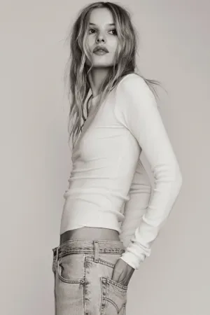 Long Sleeve Fitted Top - Cream
