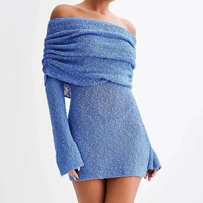 Long-sleeved One-shoulder Short Dress
