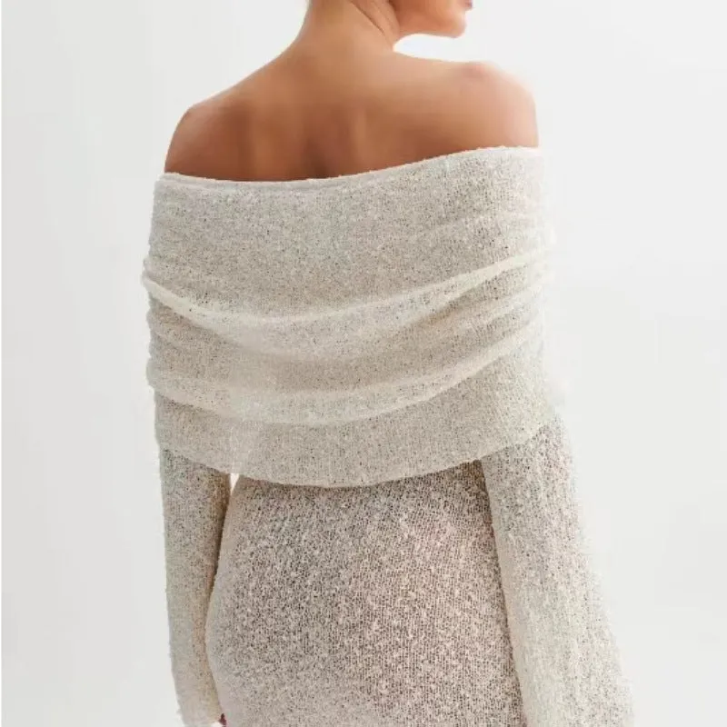 Long-sleeved One-shoulder Short Dress