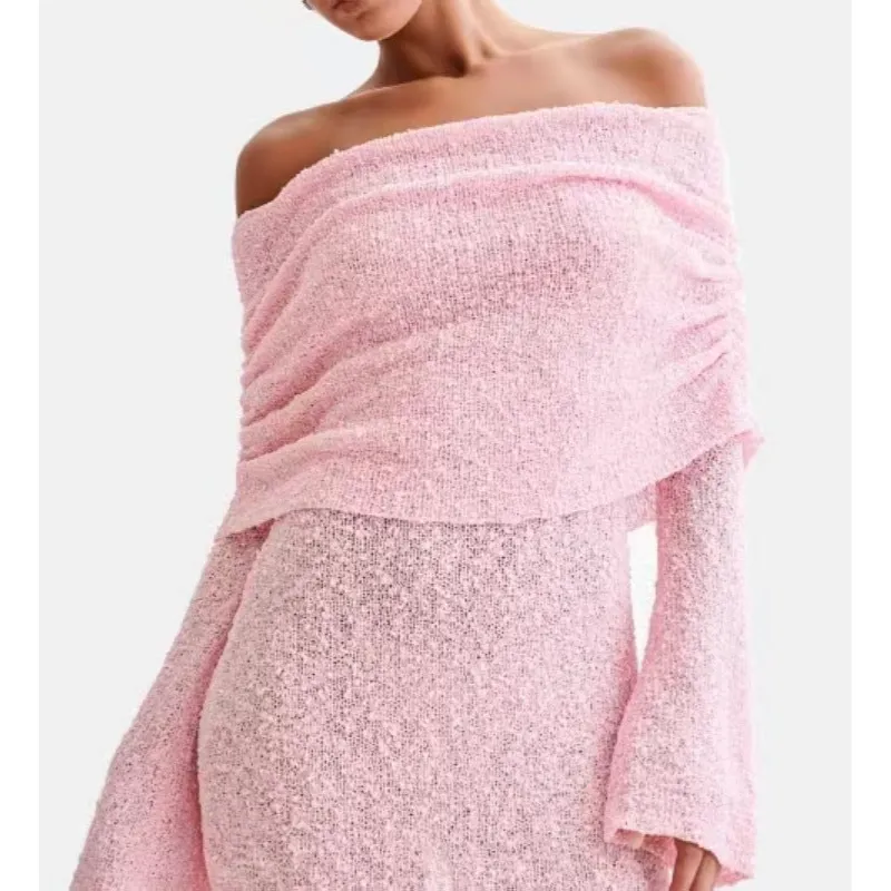 Long-sleeved One-shoulder Short Dress