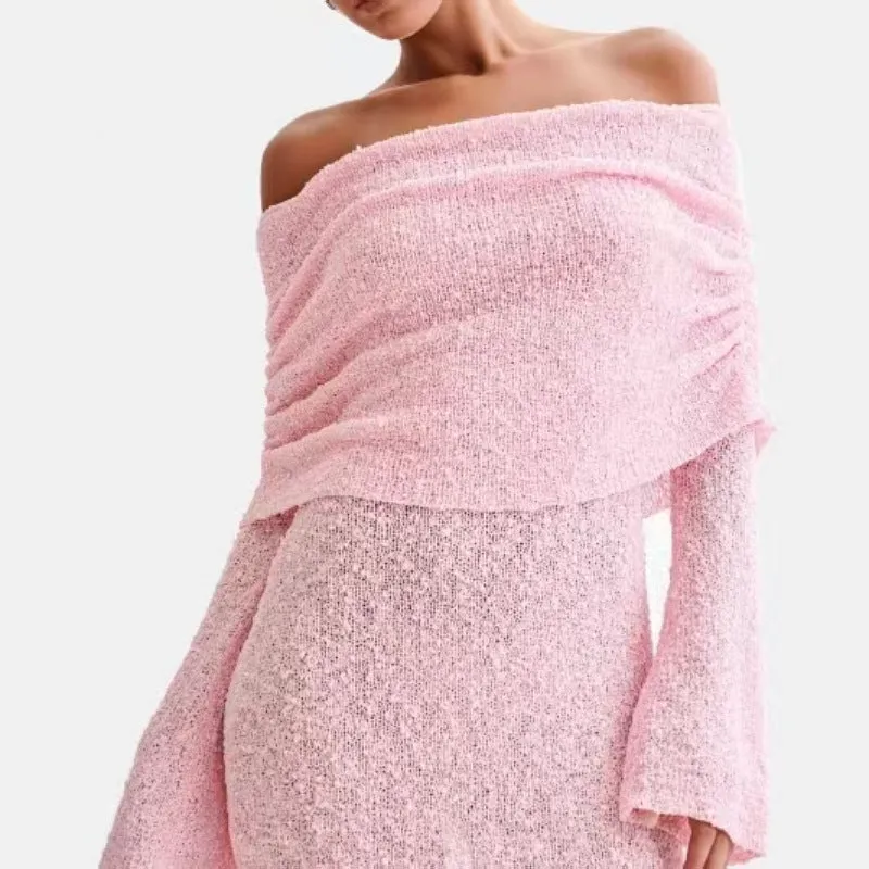 Long-sleeved One-shoulder Short Dress