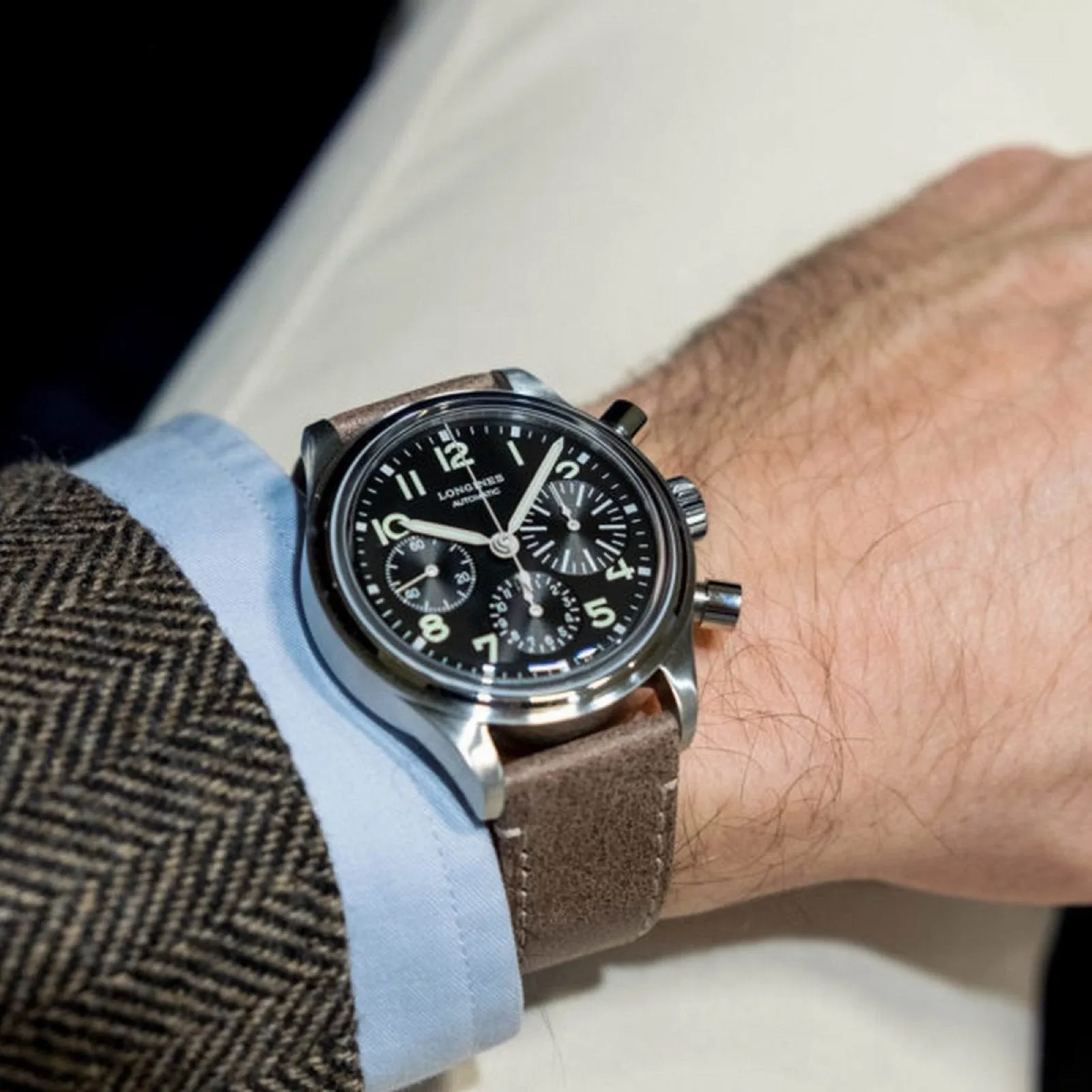 LONGINES AVIGATION BIGEYE 41mm Automatic Black Steel L2.816.4.53.2