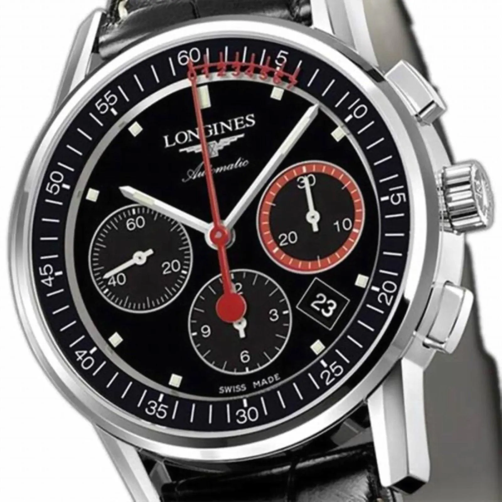 LONGINES COLUMN-WHEEL CHRONOGRAPH RECORD 41mm Black Automatic Steel L4.754.4.52.4