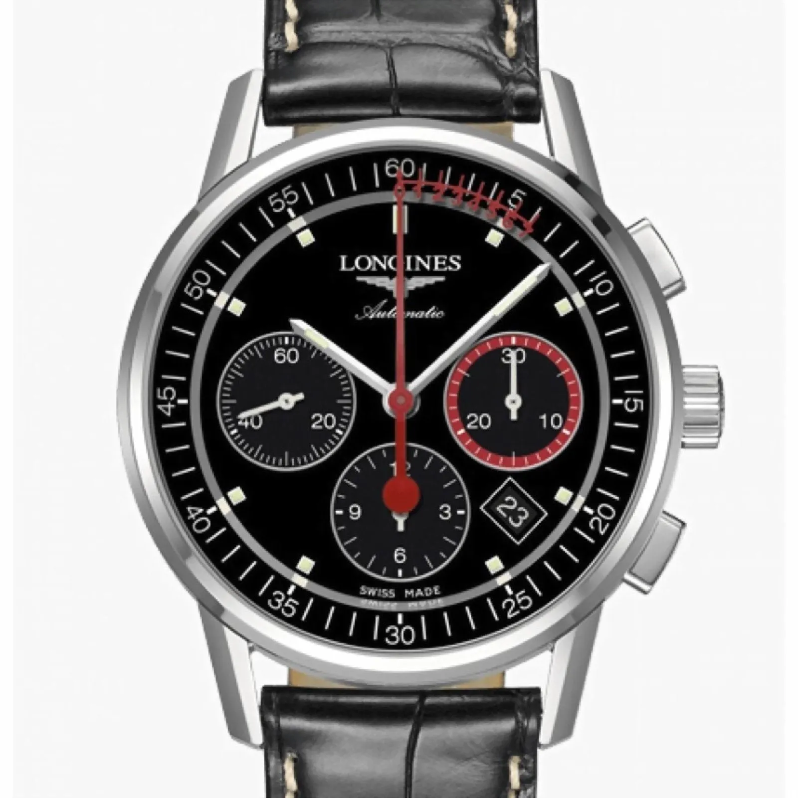 LONGINES COLUMN-WHEEL CHRONOGRAPH RECORD 41mm Black Automatic Steel L4.754.4.52.4