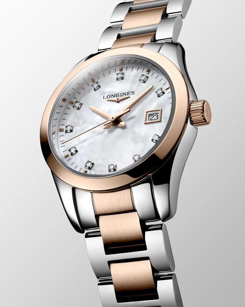 LONGINES CONQUEST CLASSIC 29.5MM MOTHER WATCH DIAMANTI DIAMANTI Quartz Steel Finish Pvd Gold Rose L2.286.3.87.7