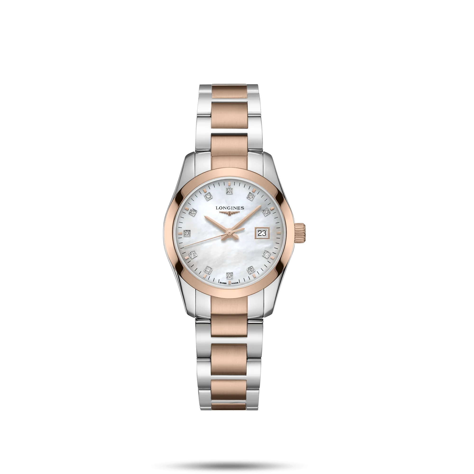 LONGINES CONQUEST CLASSIC 29.5MM MOTHER WATCH DIAMANTI DIAMANTI Quartz Steel Finish Pvd Gold Rose L2.286.3.87.7