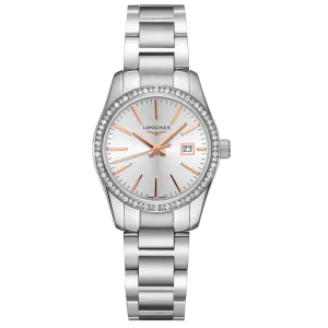 LONGINES CONQUEST CLASSIC 29.5MM Watch Silver Diamonds Quartz steel L2.286.0.72.6