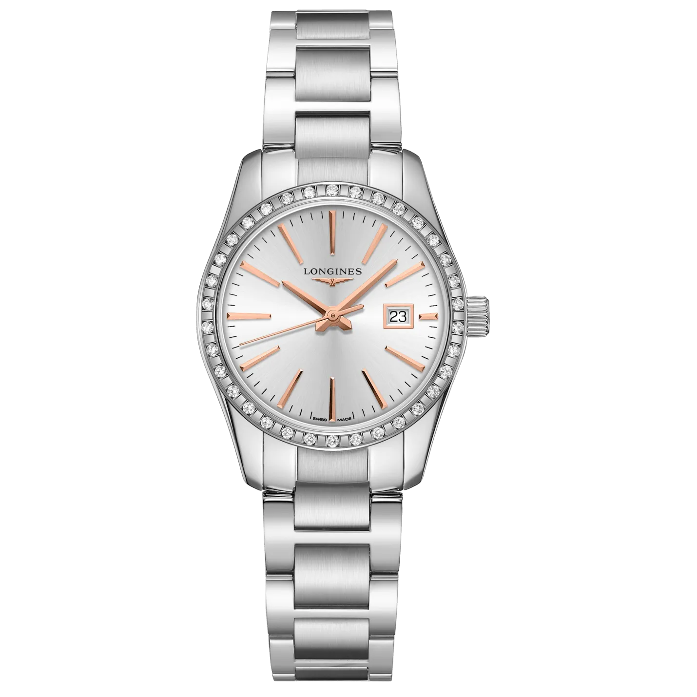 LONGINES CONQUEST CLASSIC 29.5MM Watch Silver Diamonds Quartz steel L2.286.0.72.6