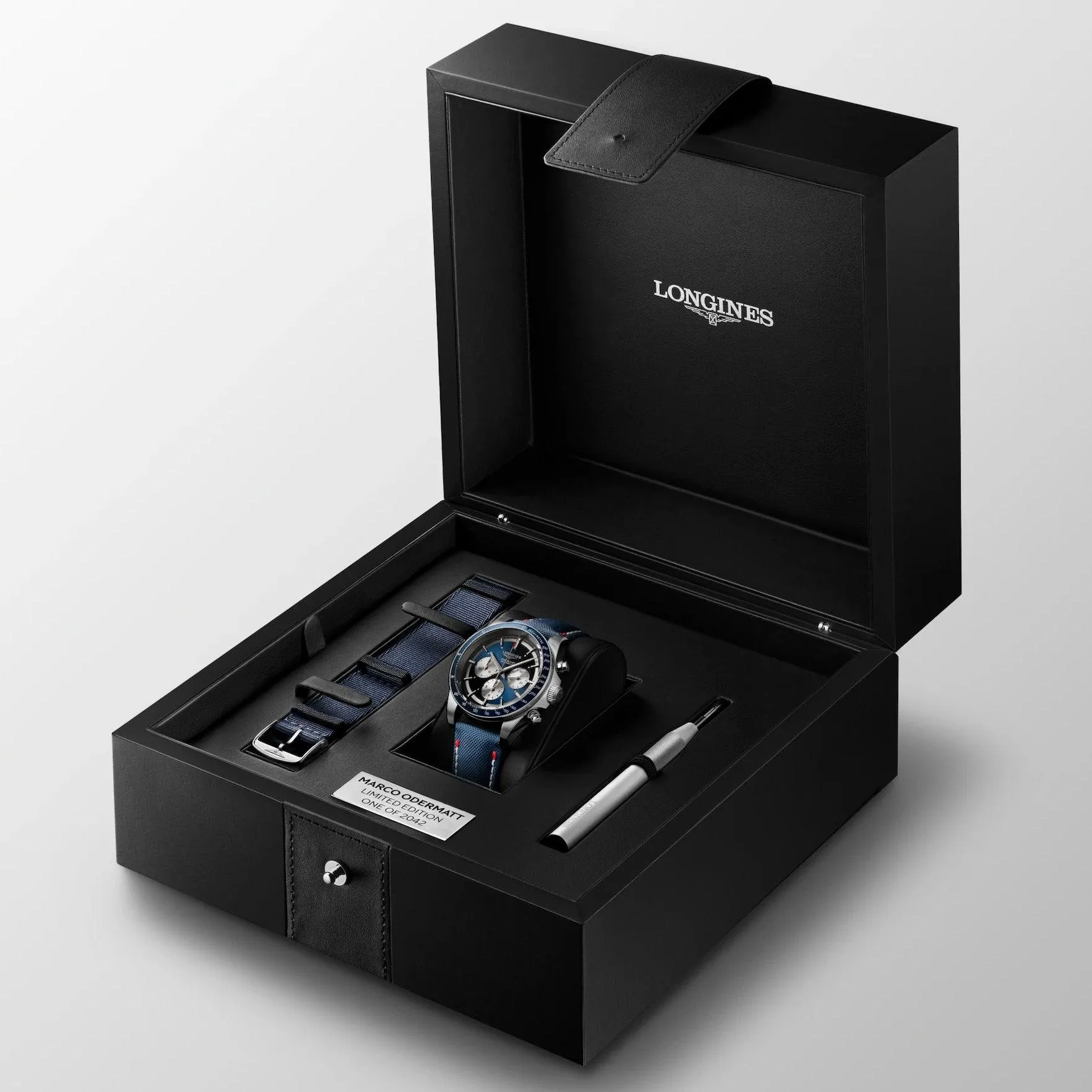 LONGINES CONQUEST WATCH MARCO ODERMATT Edition 42mm Automatic Blue Steel L3.835.4.91.2