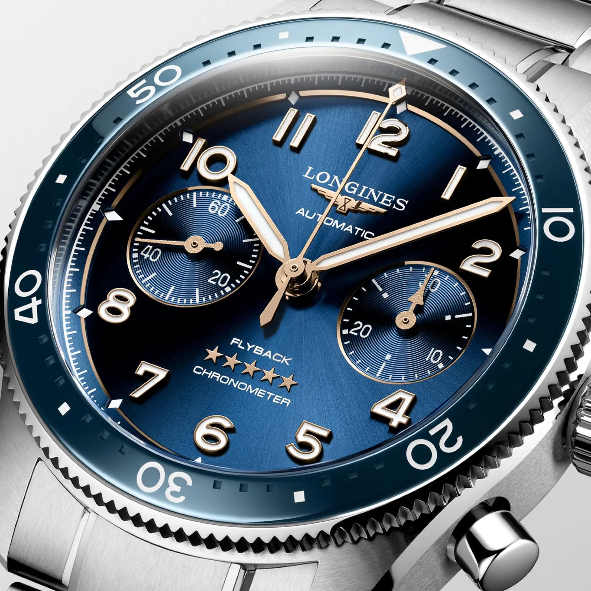 Longines Longines Spirit Flyback 42mm Blue Automatic Steel L3.821.4.93.6