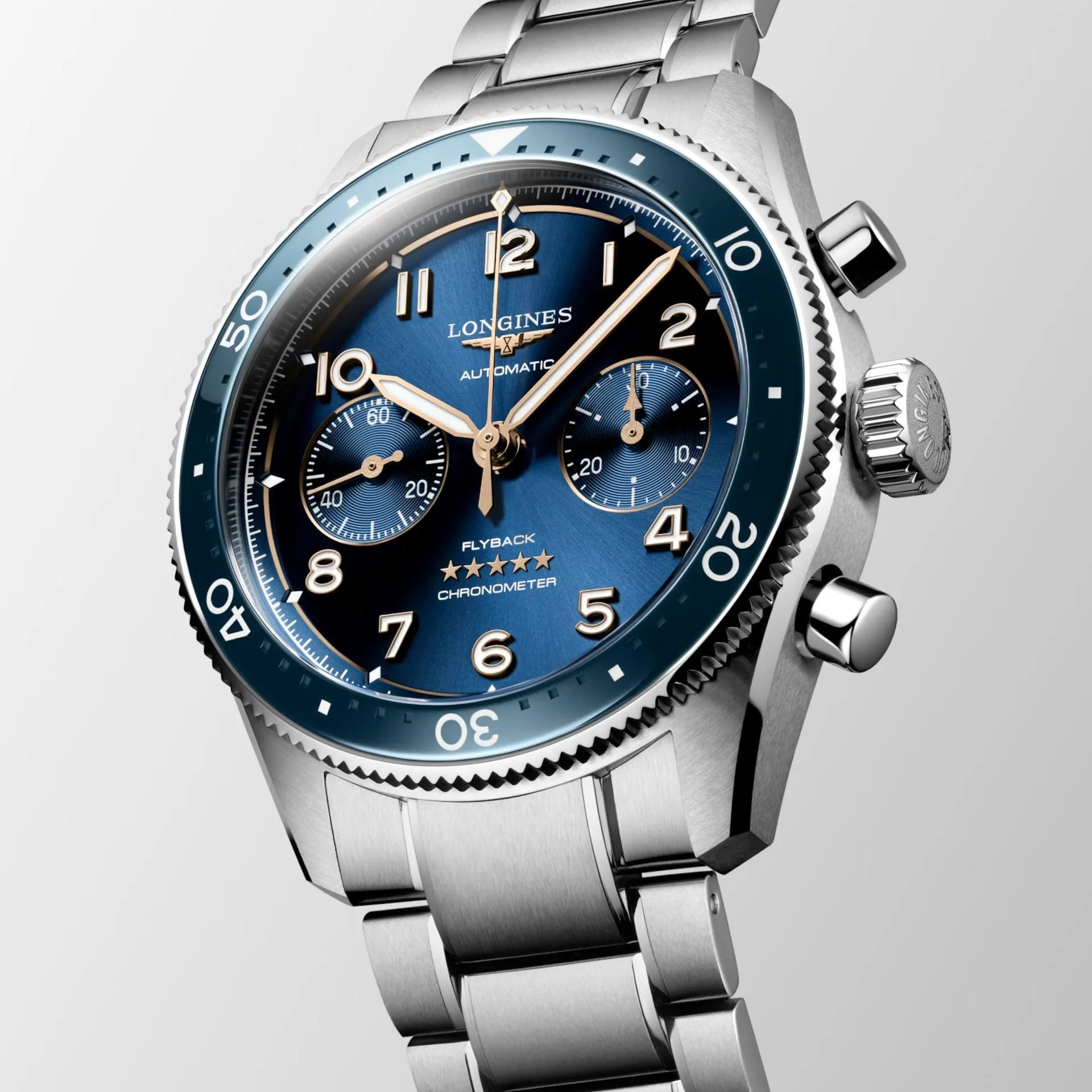Longines Longines Spirit Flyback 42mm Blue Automatic Steel L3.821.4.93.6