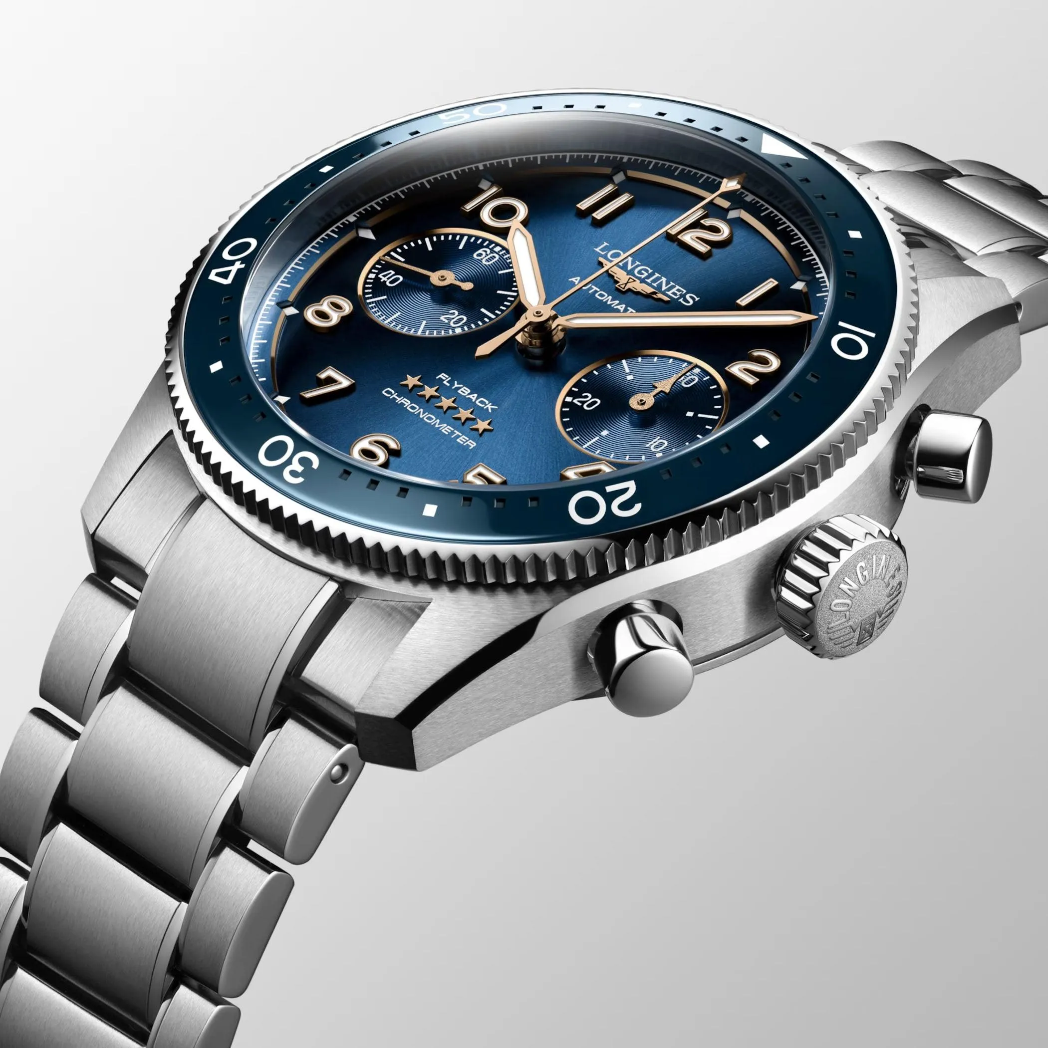 Longines Longines Spirit Flyback 42mm Blue Automatic Steel L3.821.4.93.6