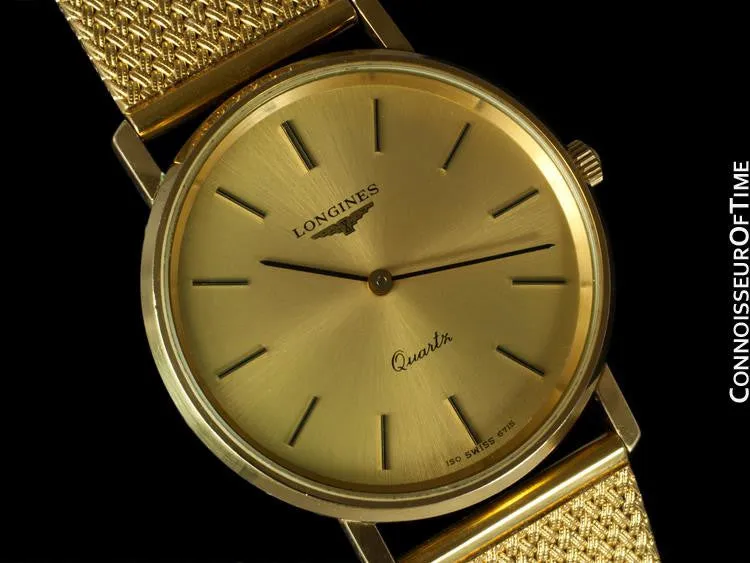 Longines Mens Dress Watch - 18K Gold Plated & Stainless Steel