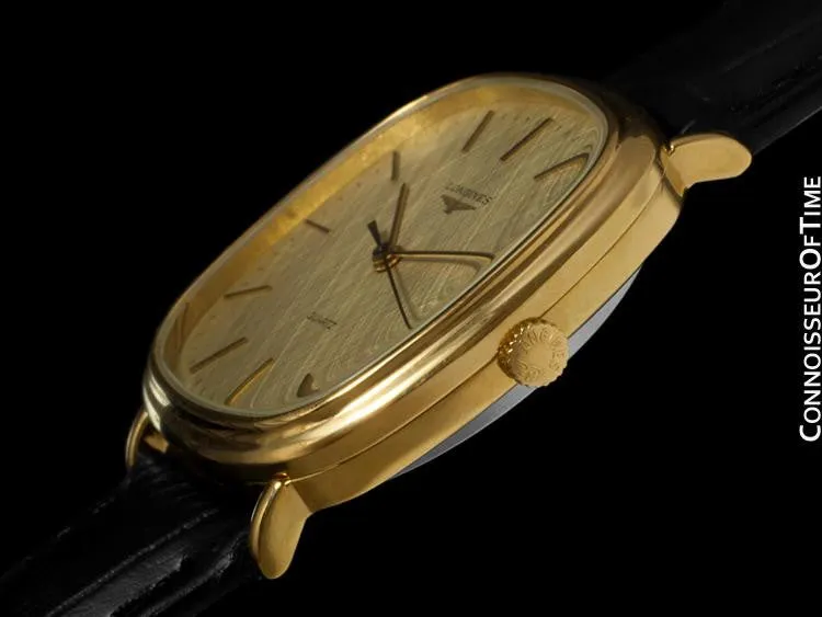Longines Mens Full Size Dress Watch with Date - 18K Gold Plated & Stainless Steel