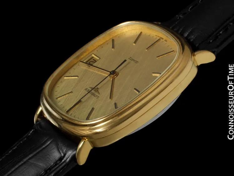 Longines Mens Full Size Dress Watch with Date - 18K Gold Plated & Stainless Steel