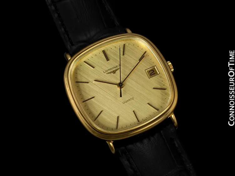 Longines Mens Full Size Dress Watch with Date - 18K Gold Plated & Stainless Steel