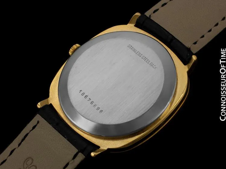 Longines Mens Full Size Dress Watch with Date - 18K Gold Plated & Stainless Steel