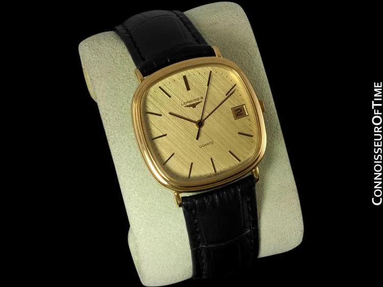 Longines Mens Full Size Dress Watch with Date - 18K Gold Plated & Stainless Steel