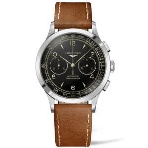 LONGINES RECORD CHRONOGRAPH 40MM BLACK AUTOMATIC STEEL L2.921.4.56.2