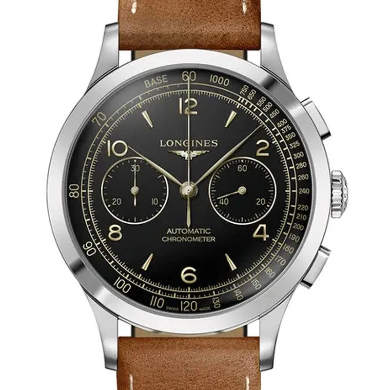 LONGINES RECORD CHRONOGRAPH 40MM BLACK AUTOMATIC STEEL L2.921.4.56.2