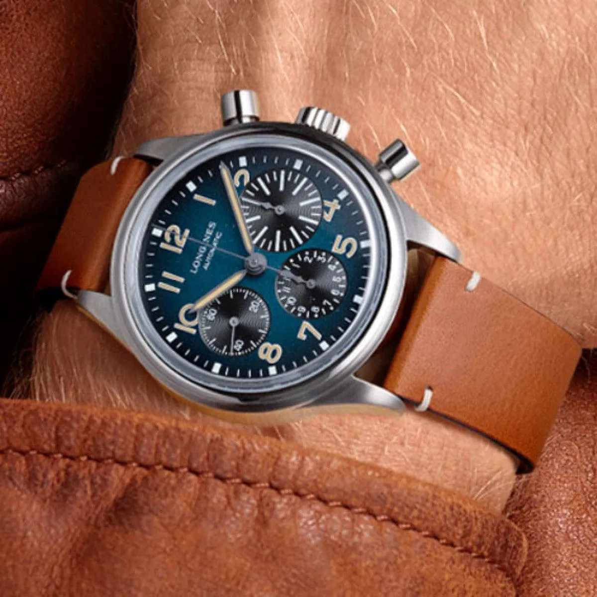 Longines watch The Longines Avigation Bigeye 41mm Petrolio automatic chronograph Titanium L2.816.1.93.2
