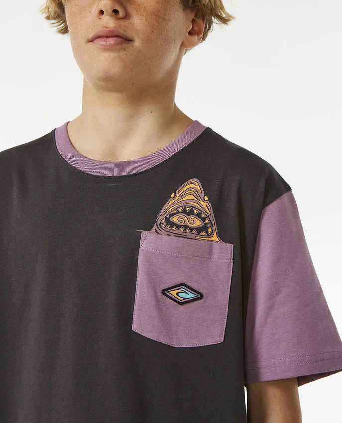 LOST ISLANDS POCKET TEE - DUSTY PURPLE (AGES 8 & 10)