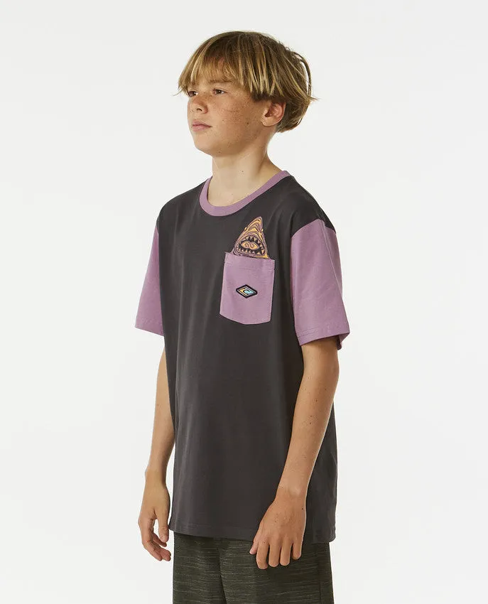LOST ISLANDS POCKET TEE - DUSTY PURPLE (AGES 8 & 10)