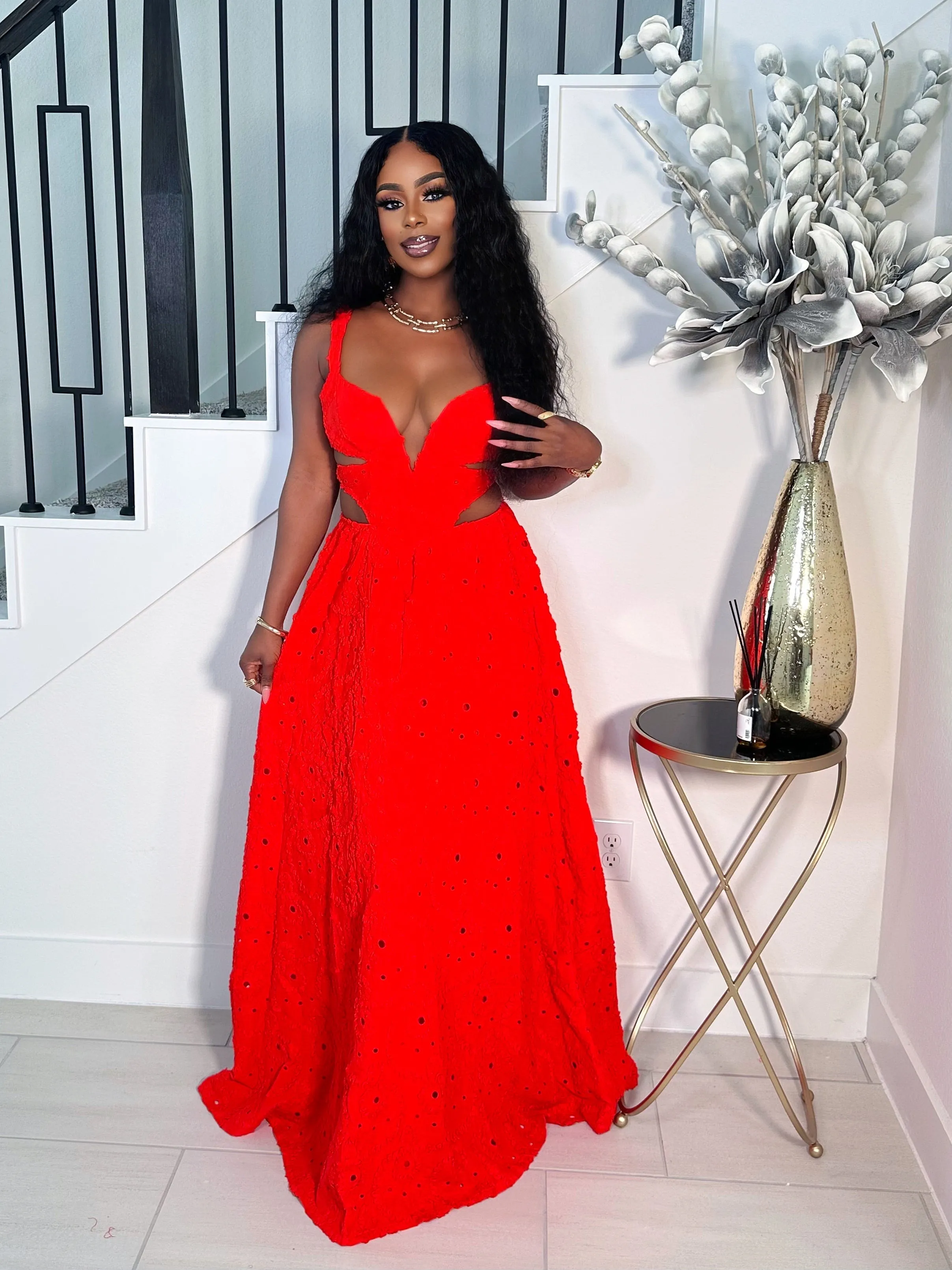 LOVE ON ME MAXI CUTOUT DRESS
