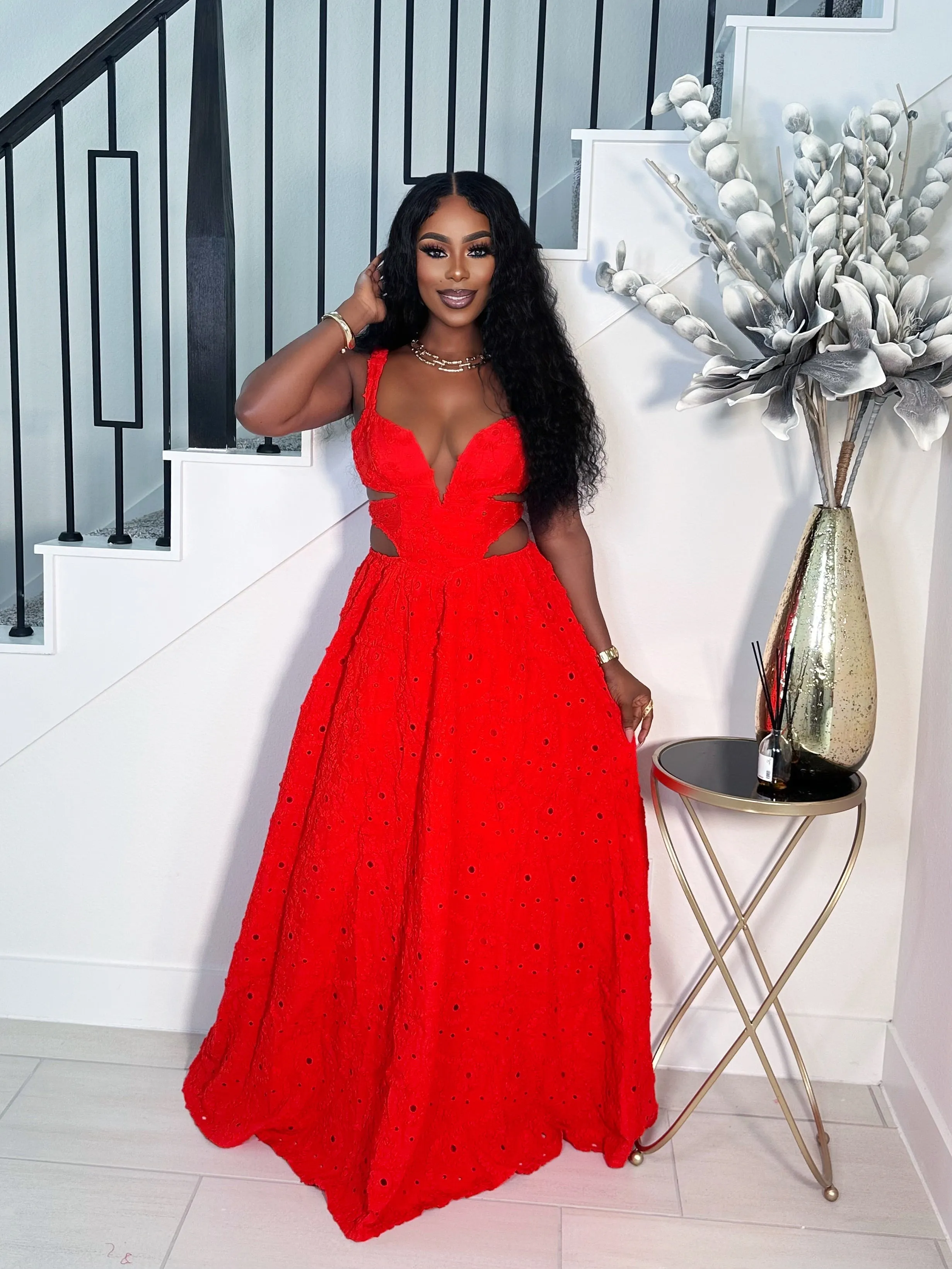 LOVE ON ME MAXI CUTOUT DRESS