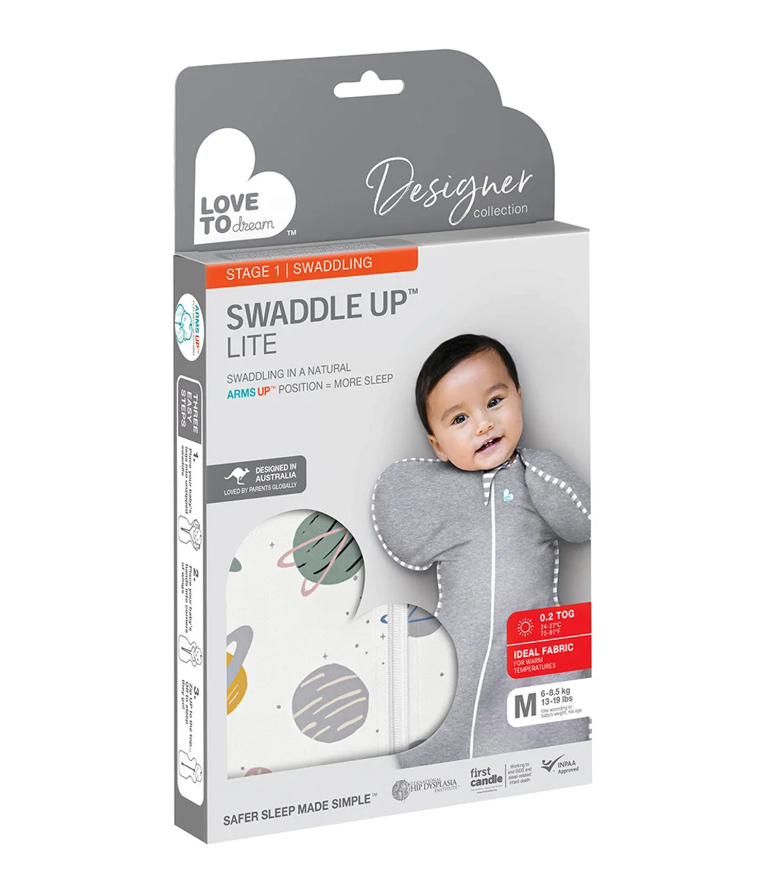Love to Dream Swaddle UP Designer Lite 0.2 TOG - Space White