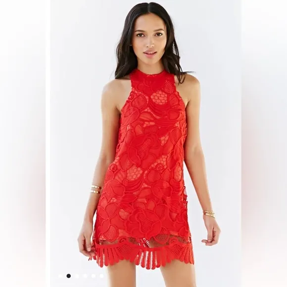 Lovers   Friends Coral XS Caspian lace shift mini dress floral homecoming prom