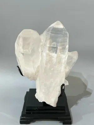 Lumerian Quartz Cluster on Custom Rotating Iron Stand
