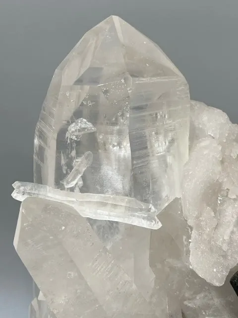 Lumerian Quartz Cluster on Custom Rotating Iron Stand