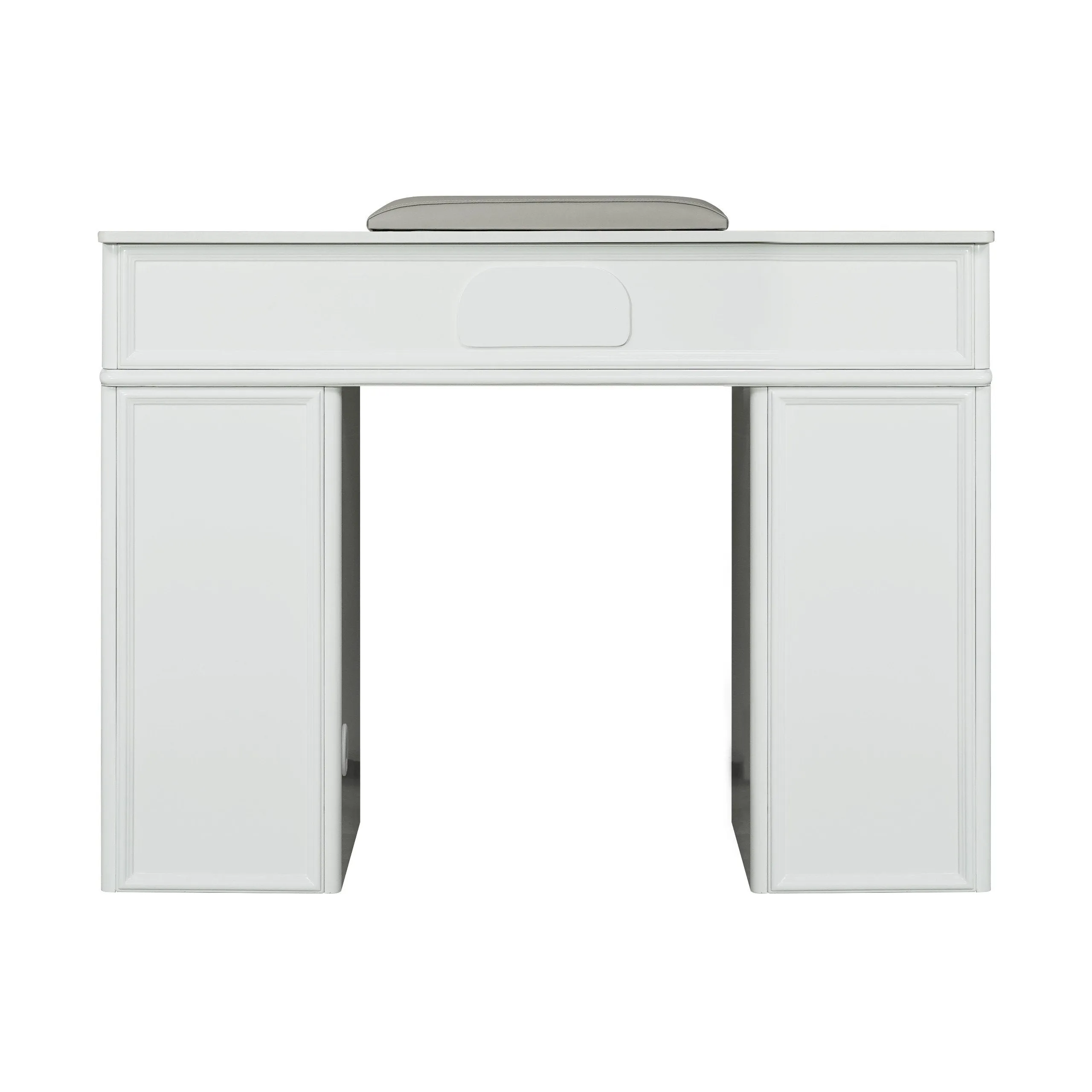 LUX N146 Single Manicure Nail Table Marble Top with UV Hole, Vent Pipe, & USB