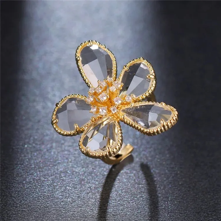 Luxe crystal 14K Gold Plated Flower Bracelet