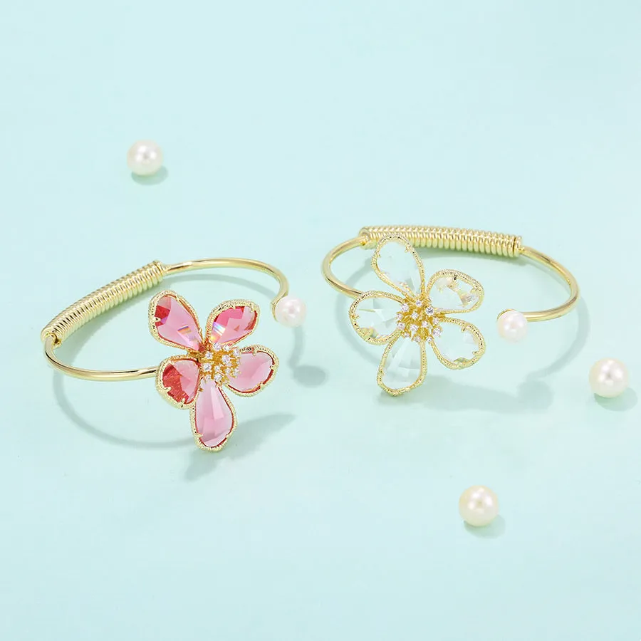 Luxe crystal 14K Gold Plated Flower Bracelet