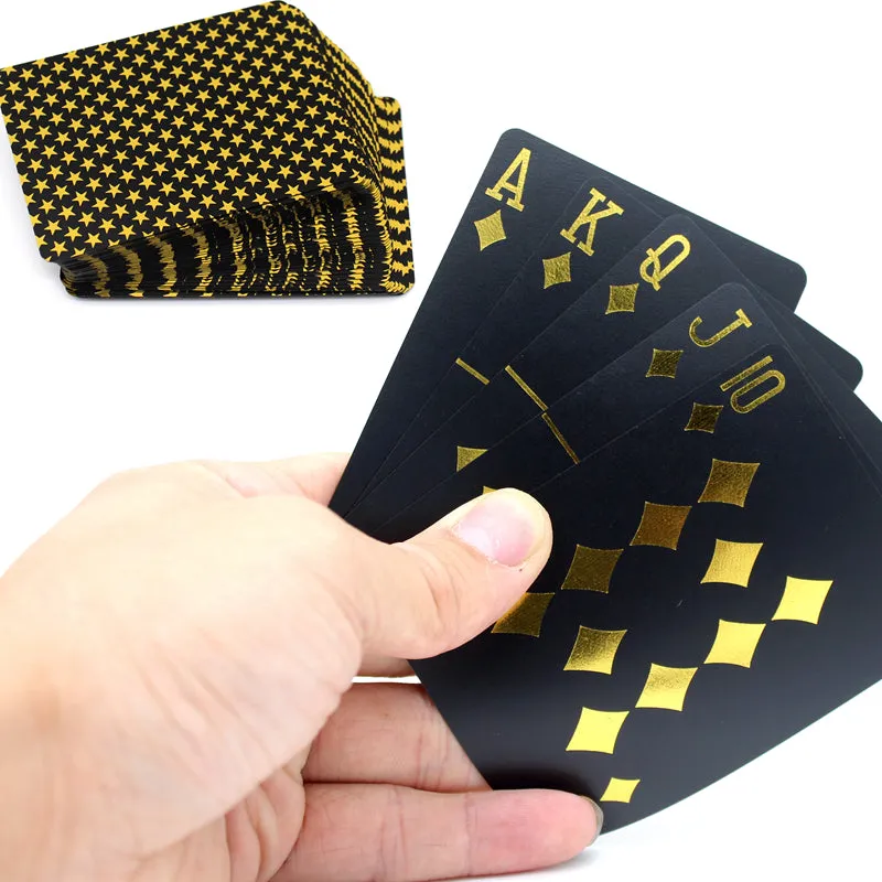 Luxury Black and Gold Star Plastic Waterproof Playing Cards