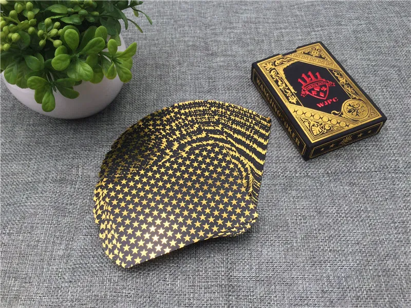 Luxury Black and Gold Star Plastic Waterproof Playing Cards