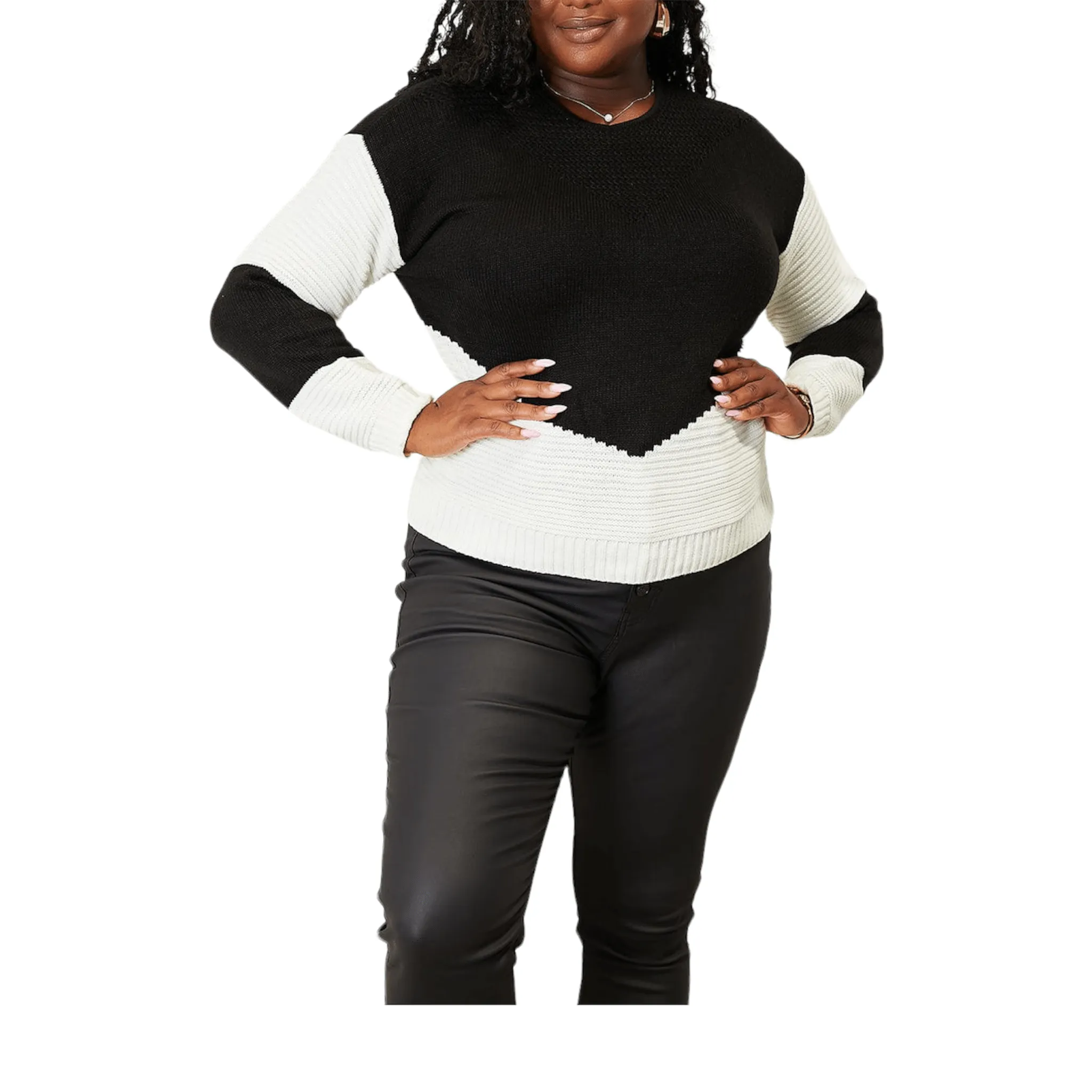 Luxury Blend Bicolor Rib Knit Sweater