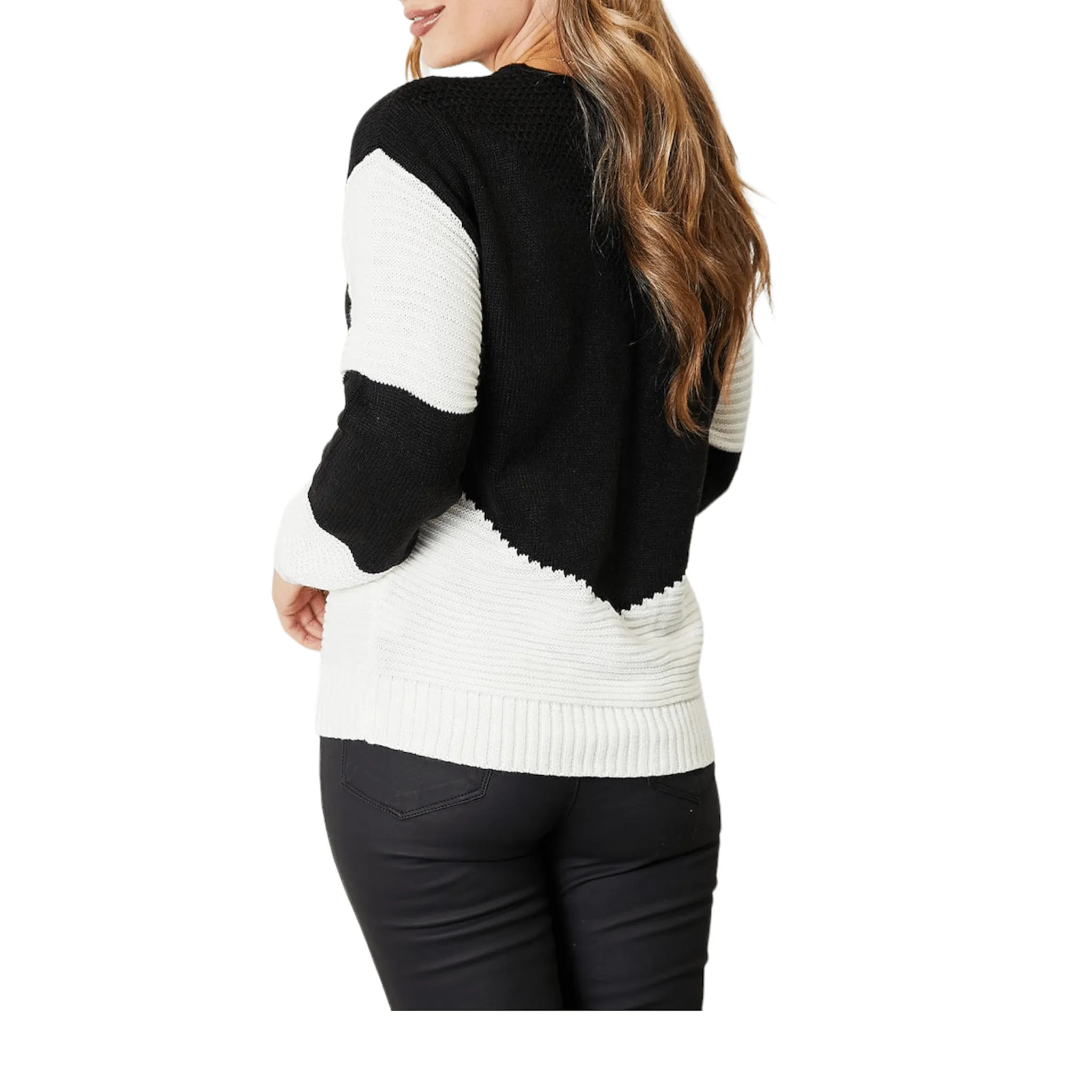 Luxury Blend Bicolor Rib Knit Sweater