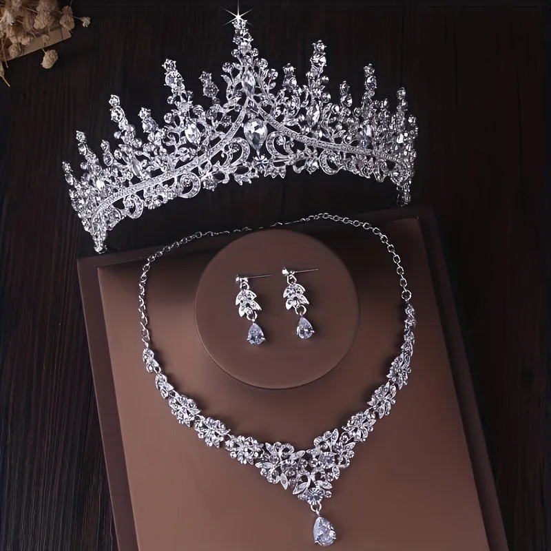 Luxury Crown Necklace and Earrings Set