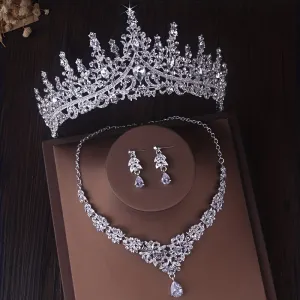 Luxury Crown Necklace and Earrings Set