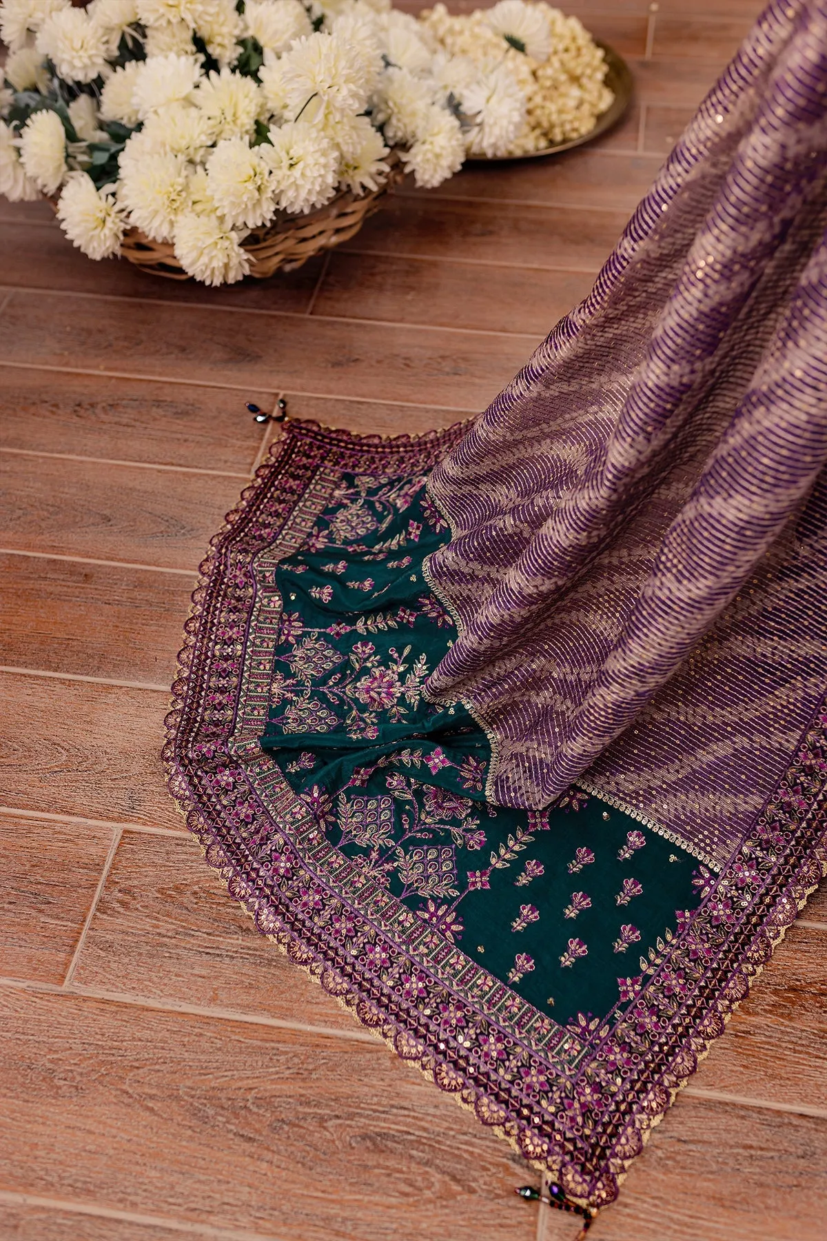Luxury Embroidered Pakistani Salwar Kameez Purple Suit Dupatta