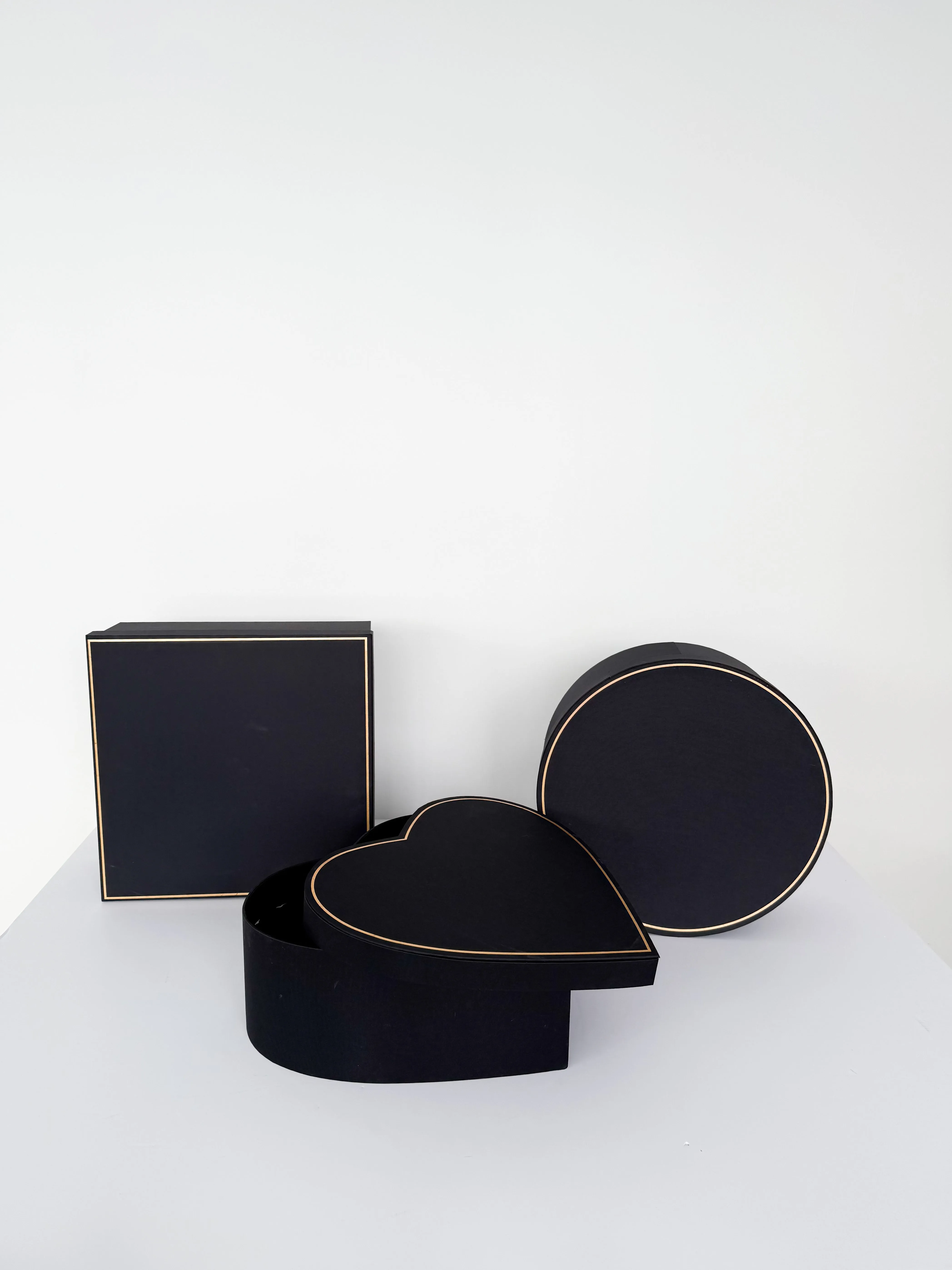 Luxury Extra-Large Satin Flower Box with Gold Trim- Square & Heart shapes