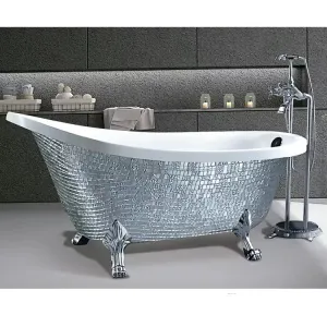 Luxury Free Standing Hotel Designs Bathtub Acrylic Mosaic Claw Footed Gold Silver Blue