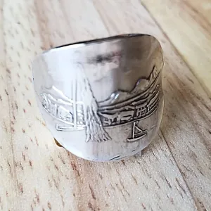 Luxury Handmade Jewelry Rolex Geneve Collection Vintage Silver Spoon Adjustable Statement Ring